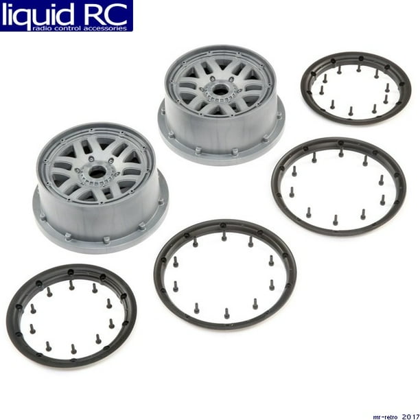 Losi 1//5 Front//Rear 4.75 Wheel and Beadlock Set : 5ive-T 2.0 Grey LOS45023 2 24mm Hex